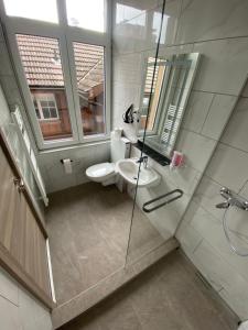 HerzogenbuchseeHotel da Luca的浴室配有卫生间、盥洗盆和淋浴。