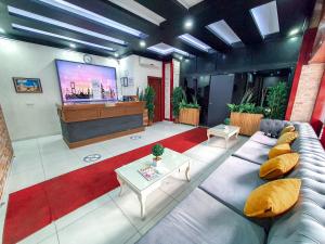 伊斯坦布尔马尔马拉冈格林精英酒店的带沙发和平面电视的客厅