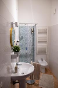 拉奎拉Dimora del Sole - Intero Appartamento的一间带水槽、淋浴和卫生间的浴室