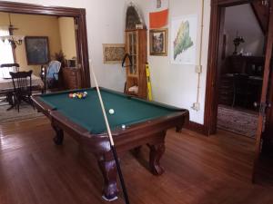 KingfieldTerrapin Hostel的客厅配有台球桌和四柱戏