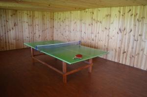 斯维季亚济Садиба ЯНА的木墙客房内的乒乓球桌