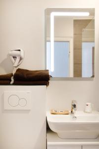 昂蒂布Hôtel de l'Étoile的一间带水槽和镜子的浴室