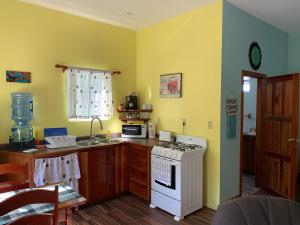 库尔克岛Lily Pad II的一间厨房,内设一个白色炉灶烤箱