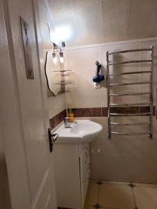 乌曼岛Guest house的白色的浴室设有水槽和镜子
