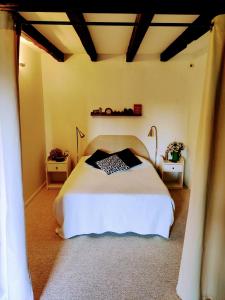 MarbozFerme de Chamonal的一间卧室配有床和两张桌子
