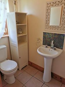 莱特肯尼Comfortably Crolly Holiday Home的浴室配有白色卫生间和盥洗盆。