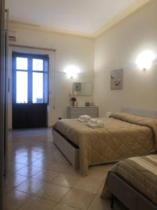 卡坦扎罗Monolocale in Via Poerio的大房间设有两张床和窗户