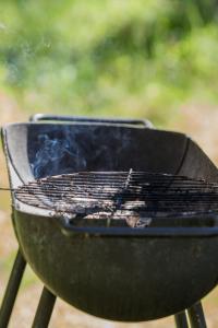 考克西Kauksi Campsite的烟火烧焦的木炭烤架
