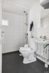 科尔莫登First Camp Kolmården-Norrköping的白色的浴室设有卫生间和水槽。
