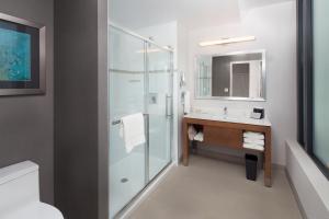 蒙特利尔蒙特利尔中心维尔奎斯特假日套房酒店的带淋浴和盥洗盆的浴室