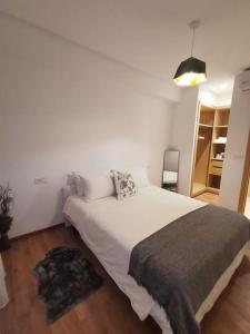 卡萨布兰卡Superbe appart cosy au centre de Casa+Free Parking的卧室配有一张白色大床