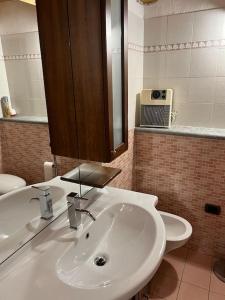 萨伊恩特-雷米-恩-博塞斯Grandze du Pleiney的浴室设有白色水槽和镜子