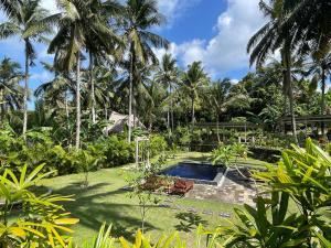 ToyapakehLa Royale Nusa Penida的棕榈树庭院中间的游泳池