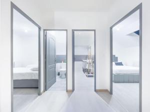 欧塞尔La coulée verte的带三面镜子的房间和一间带两张床的卧室