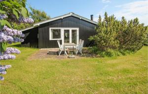 Kolby KåsBeautiful Home In Sams With Kitchen的庭院内带桌椅的黑色小屋