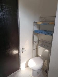科利马Bonito y Céntrico Alojamiento的一间位于客房内的白色卫生间的浴室
