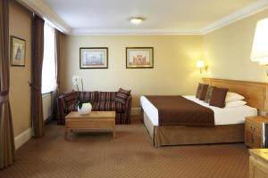 伦敦白金汉农庄酒店的酒店客房,配有床和沙发