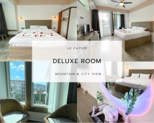 芭东海滩Le Cartier的酒店客房和豪华间的照片拼合在一起