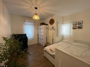 内坦亚Amazing vacation flat的一间卧室,里面装有床和植物