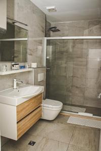 萨度拉德波斯卡杜布罗夫尼克群岛酒店的一间带水槽、卫生间和淋浴的浴室