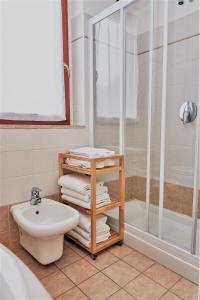 贝加莫Affittimoderni Bergamo Classic - BGCO09的带淋浴、卫生间和盥洗盆的浴室