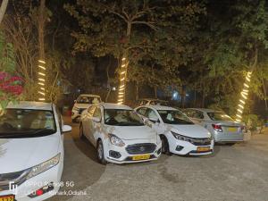 科纳卡Labanya Lodge的停在停车场的一排白色汽车