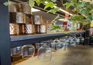 圣利奥波尔杜Hotel 10 São Leopoldo的陈列在植物架子上的一排玻璃罐