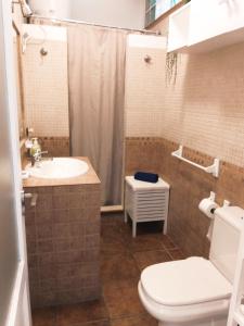 塞博河畔卡莱塔La casita de Yolanda的浴室配有卫生间、盥洗盆和淋浴。