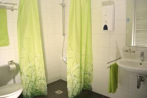 洛费瑙美丽大自然公寓的带淋浴、卫生间和盥洗盆的浴室