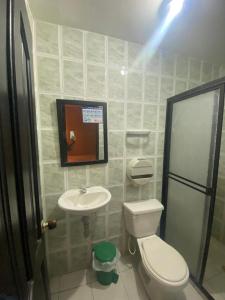 巴兰基亚Residencias Piscis的一间带卫生间和水槽的浴室