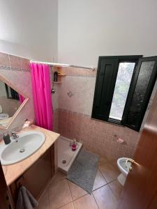 泰尔泰尼亚CASA DEPAU的一间带水槽和卫生间的浴室以及窗户。