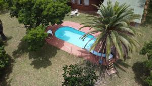 DalmadaPan's Breeze Overnight Accommodation的享有游泳池的顶部景色,游泳池拥有棕榈树