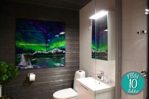 易拉斯加威Yllästokka 10的一间带卫生间的浴室和墙上的绘画