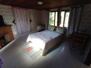 维奥康德马奥Pousada Da Santina的一间设有床铺的卧室,位于带窗户的房间内