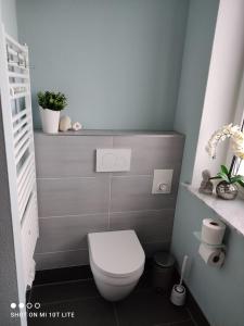维斯马Ferienwohnung Henny的一间位于客房内的白色卫生间的浴室