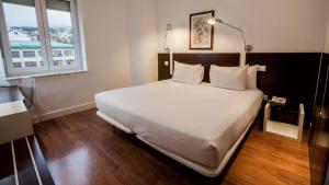 圣洛伦索-德埃斯科里亚尔埃克维多利亚酒店的一间卧室设有一张大床和一个窗户。