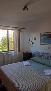 CammarataAgriturismo Casalicchio的一间卧室设有一张大床和一个窗户。