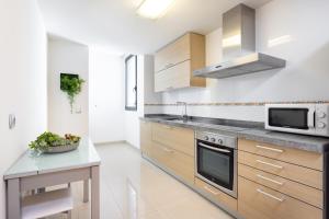 圣克鲁斯-德特内里费Apartamento Jade的厨房配有不锈钢用具和台面