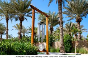 迪拜Jumeirah Dar Al Masyaf的公园内种有棕榈树的游乐场