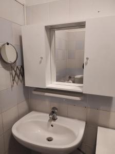 博尔格阿布贾诺Casina di mezzo的浴室设有白色水槽和镜子