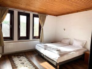 Бор и Шишарка的一间设有床铺的卧室,位于带窗户的房间内