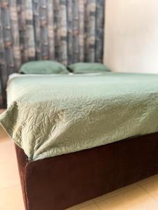 达喀尔Hôtel Provençal的一张带绿色枕头的床