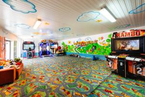 弗洛雷什蒂Pensiunea Casa Zanelor的儿童游戏室,带电子游戏