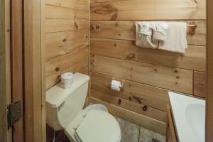 鸽子谷ER206 - Mountain Rendezvous Great location - Close to town! cabin的浴室配有白色卫生间和盥洗盆。