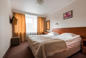 圣彼得堡斯普妮可酒店的一间设有大床和窗户的酒店客房