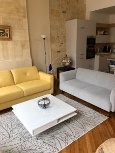 波尔多Fantastic 3-Room apartment heart of les Chartrons - Bordeaux的客厅配有两张沙发和一张咖啡桌