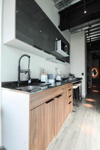 墨西哥城Hermoso y cómodo mini LOFT 3的厨房配有水槽和台面