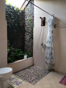 姆杜克梅德奥卡寄宿宾馆和商店的带淋浴植物的浴室