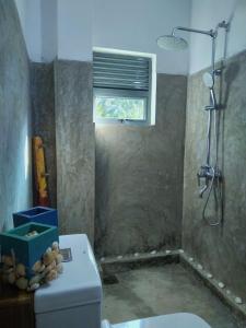 康提Barefoot Inn Kandy的带淋浴和卫生间的浴室