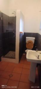 博福特西Immaculate 2-Bed Garden Cottage in Beaufort West的浴室配有卫生间、盥洗盆和淋浴。